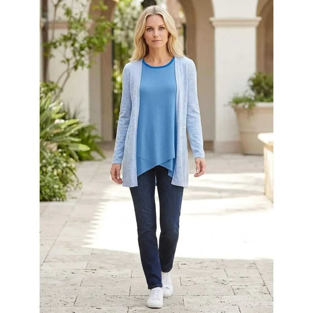 H by Halston Blue Knit Lightweight Top Women Size XS
